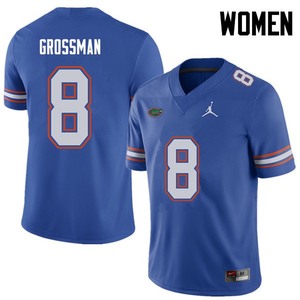 Jordan Brand Women #8 Rex Grossman Florida Gators College Football Jerseys Royal